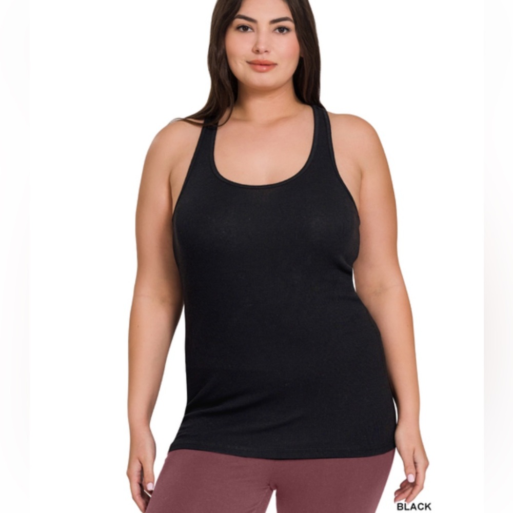 Zenana Outfitters Black Racerback Tank Top